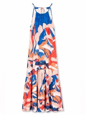 Maeve by Anthropologie Colorblock maxi Dress in Blue & Peach